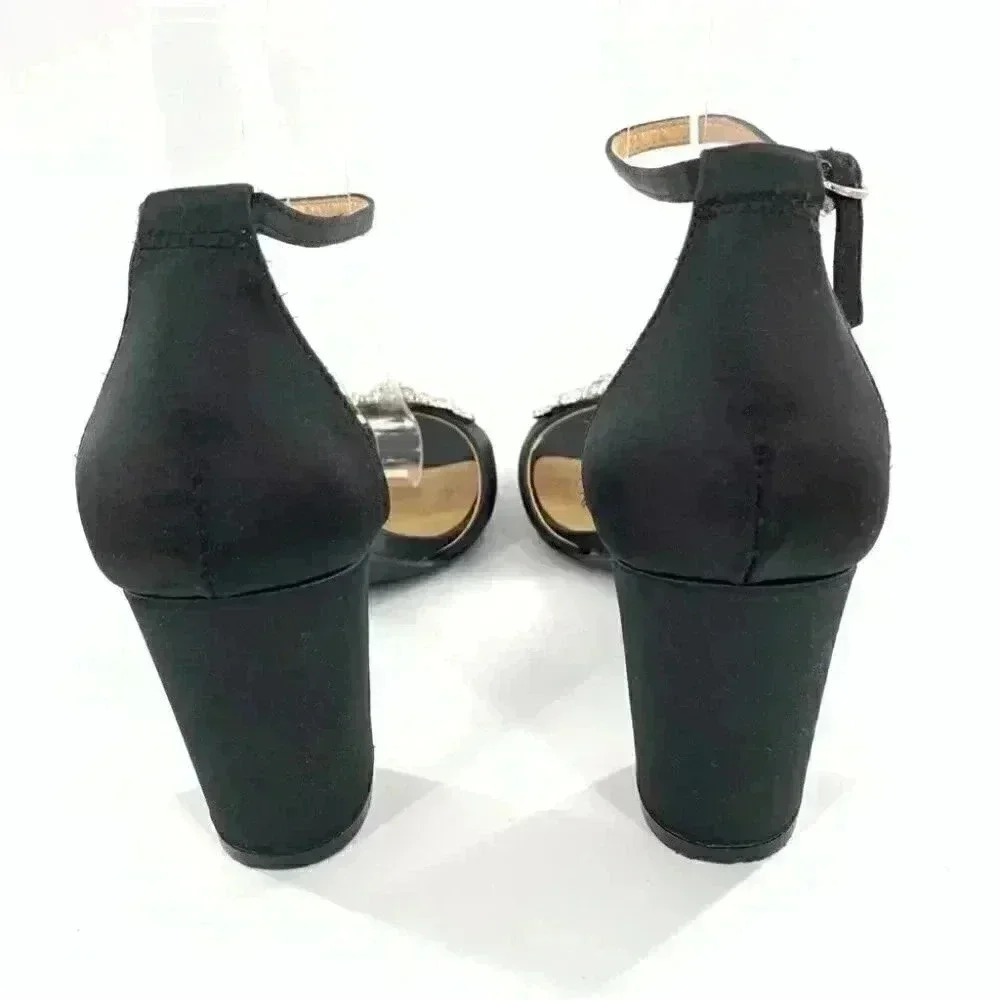 Badgley Mischka mark and James womens heels size 6.5 black satin formal party - Picture 5 of 13